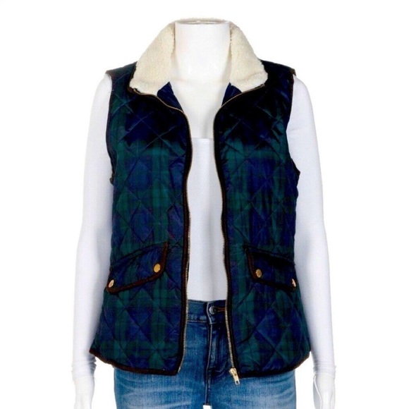 British Khaki Blue plaid vest Sz Small - Picture 2 of 10